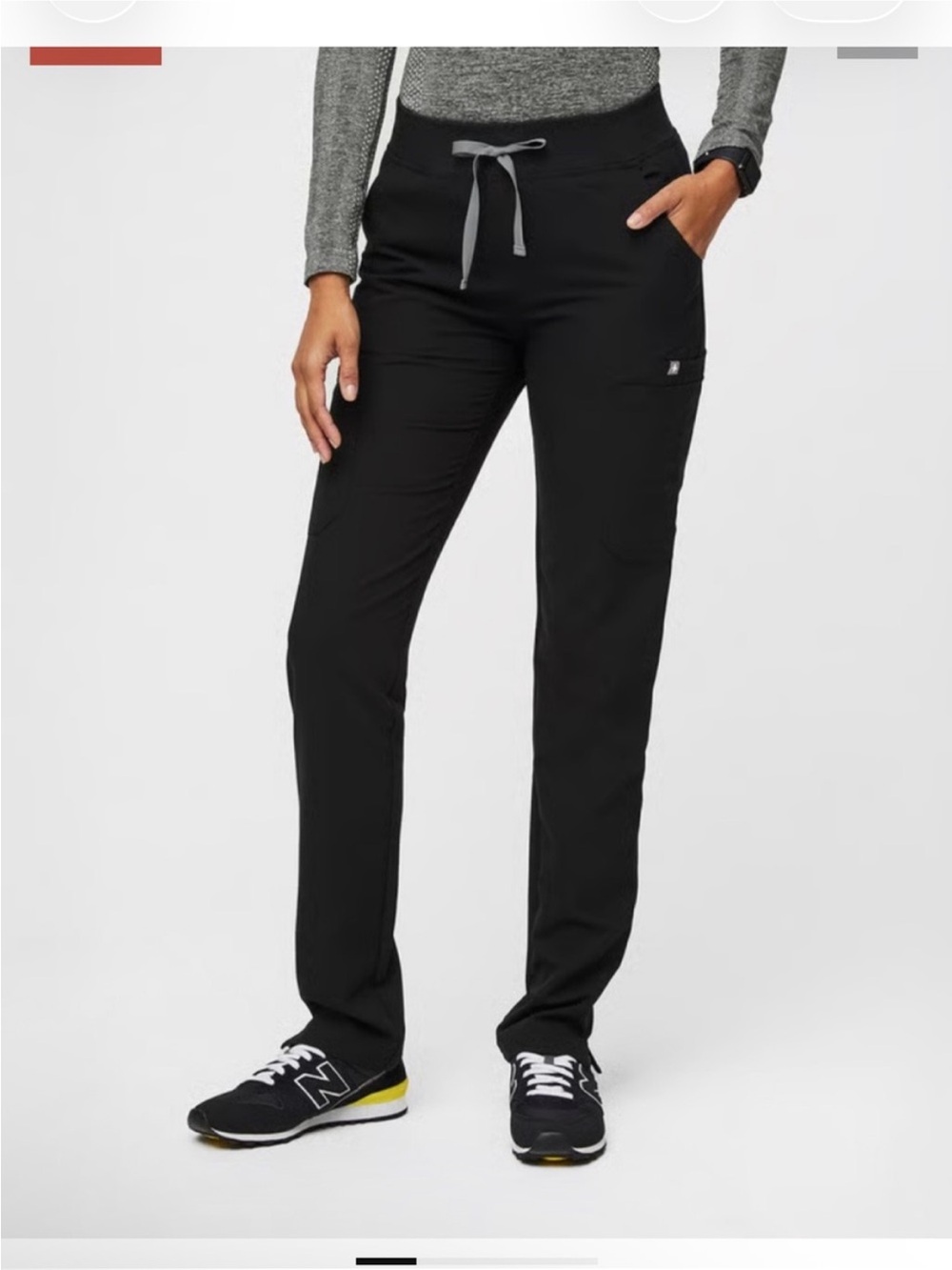 Figs Yola 2.0 yoga waistband Black Drawstring Medical Scrub Pants